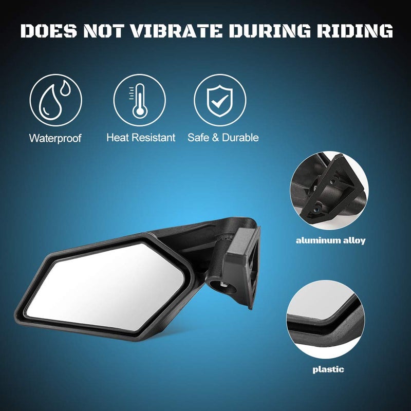 A & UTV PRO X3 Side Mirrors, A & UTV PRO Adjustable Rear View Mirrors for Can am Maverick X3 XRS XDS Max Turbo R RR 2017-2025, Breakaway Clear Rearview Accessories for Side by Side, Replace OEM #715002898 - Image 5